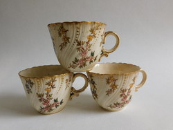 Sarreguemines antique mocha cups with louis xv decor - 3 pieces