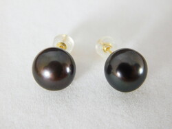 Tahitian pearl 18k gold earrings 10 mm