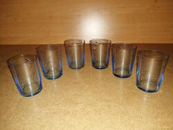 Retro kék csiszolt rövid italos üveg pohár készlet (b)