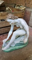Herend porcelain female washing nude figure