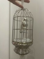 Karácsonyi dekoràció üveg madár kalitkában