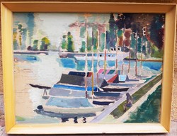 Mihály Schéner (1923-2009) Balaton sailboats, gallery painting
