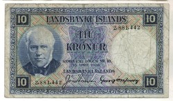 10 krónur 1928 april 15 Izland kék 3. signo