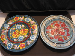 Decorative, hand-painted rose wood wall plate