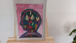 (K) abstract head painting 30x40 cm full size