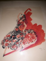 Márk Tivadar: Táncosnő, eredeti jelzett akvarell, 1945
