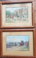 Hardy: agar hunt in England, 2 prints in veneer frame