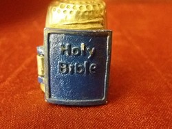 Különleges antik angol fém gyűszű bibliával! Ritkaság!