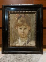Kiss Rejső (1889-1962) painting, oil on canvas, original framing, 30x39 cm+ frame