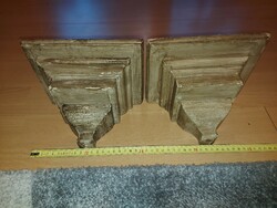 2 antique, wall statue holders, wood and glaze