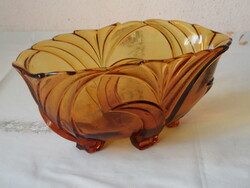 Art deco amber colored glass bowl, centerpiece
