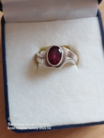 Silver ring with ruby stone new