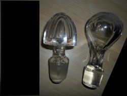 Antik,  boros vagy más flaskához való üvegdugó, kristály dugó 2 db