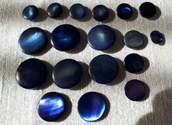Antique buttons with dark blue mother-of-pearl effect
