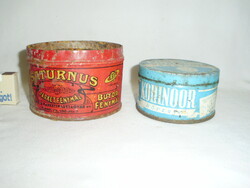 Two old tin boxes, plate box together - kohinoor leather grease, saturnus parquet gloss