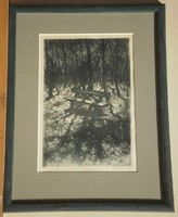 Elelmér Csulak (1887-): forest solitude (bench)