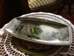 Luxurious, thickly silver-plated, vintage, chiselled serving plate for baked goods and cakes