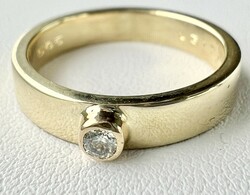 523T. From HUF 1! 14K gold (5.56 g) brilliant (0.08 ct) ring, snow white, with flawless modern stone!