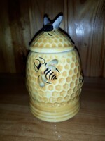 Domború Mintás méhecskés méztartó kézzel készített porcelán