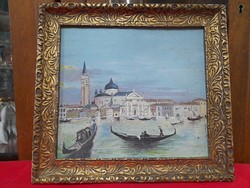 Early 19th Century, Central Venice Oil on Cardboard Painting, Scene.