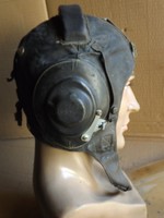 Antik Eredeti ritka Pilóta bőr sisak Katonai haube hajózó fejvédő bőrsapka