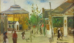 Árpád Bálint (1870 - ?): Street detail, oil on cardboard