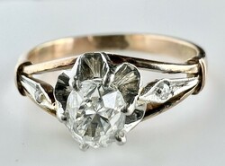 From HUF 1! 528T. Antique solitaire brilliant (0.5 ct) 14k gold (2.77 g) ring with a snow-white stone!