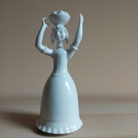 Ritka gyűjtői Hollóházi Almás kosarat tartó lány figura