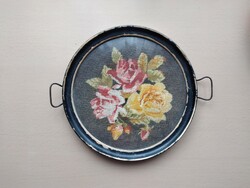 Tapestry tray with wooden frame