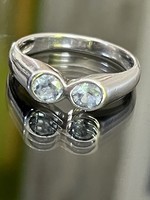 Art-deco Stílusú ezüst gyűrű, Akvamarin kövekkel