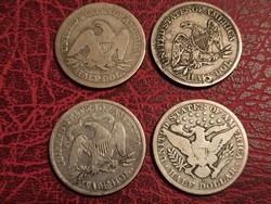 4db antik USA ezüst fél dollár egyben