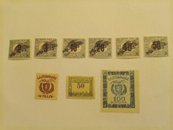 Magyar megszállási bélyegek - 9 db - 1920-1921