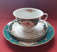 MF Sissy porcelán reggeliző szett 3 részes csésze csészealj kistányér kávés teás virág mintával
