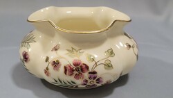 Zsolnay virágos kézzel festett porcelán kaspó, váza