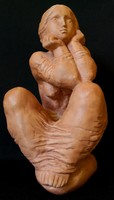 Dt/138 - valéria tóth - brooding terracotta sculpture