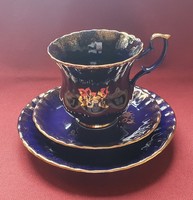 Kobalt kék német reggeliző szett 3 részes csésze csészealj kistányér kávés teás arany széllel