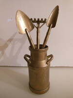 Copper - 4 pcs - solid - heavy - old - German - jug 11 x 7 cm - spade 19 x 4 cm