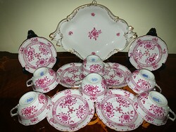 Herend waldstein 6 tea cups + baroque tray