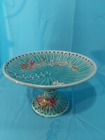 Antique schütz cilli art nouveau floral majolica pedestal bowl