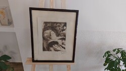 (K) istván csók - erzsébet báthory etching 52x42 cm with frame