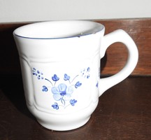 HERENDI HUNGARY VILLAGE POTTERY - Blue Flower Pattern Ceramic Mug