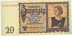 Németország 20 márka 1930 III.birodalom felülbélyegzéssel REPLIKA UNC