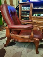 Leather armchair, relaxation, carved