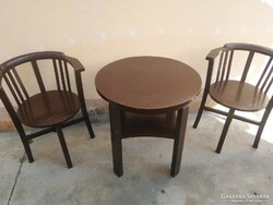 50s thonett style armchair chairs with art deco table