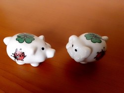 Mini szerencsehozó porcelán malackák lóhere és hétpöttyös katica mintával