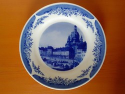 German glazed porcelain decorative plate marked Kahla, collector's series, canaletto cityscape, Italian basilica