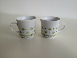 Retro lowland porcelain old coffee cup with parsley pattern 2 pcs