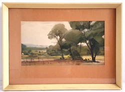 Lajos Dobroszláv - group of trees watercolor painting gallery