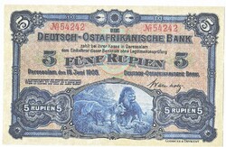 German East Africa 5 rupia REPLICA 1905 UNC