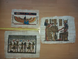 3 db egyiptomi " papirusz" festmény, szép állapotban, méret jelezve!